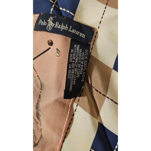 Vintage Polo Ralph Lauren silk scarf with Golf motif Argyle Pattern 36 square - Picture 4 of 5